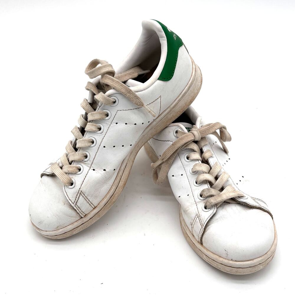 Adidas Stan Smith Tennis Shoes Women Sz 6.5 Classic White Green Leather Sneakers
